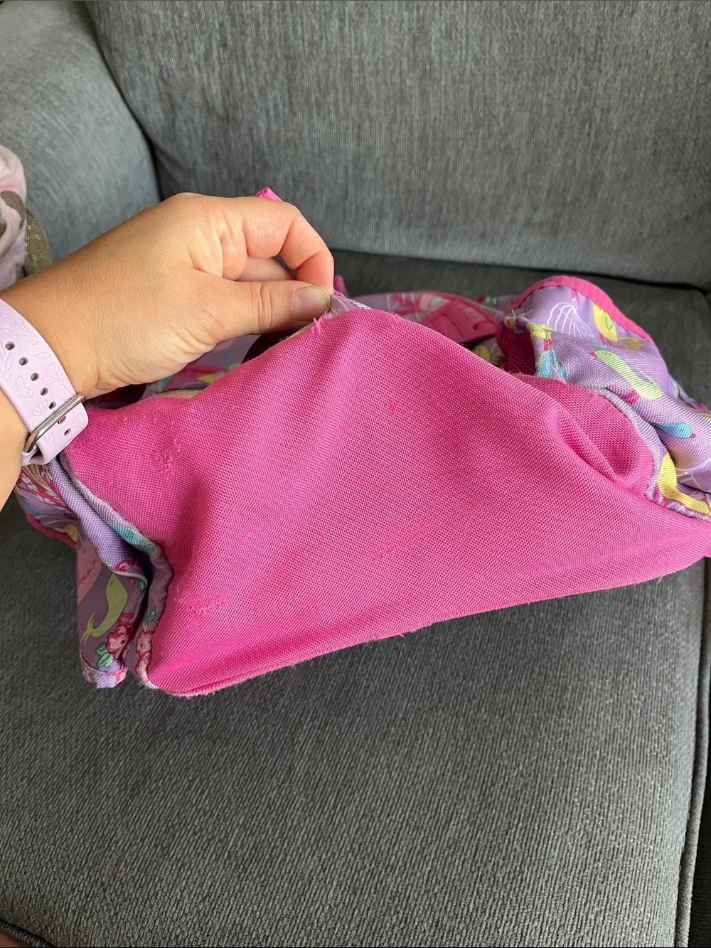 Pottery Barn Kids Pink Bird Print Backpack - Small